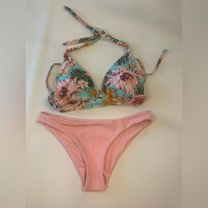 Swimsuit lot of two bikini set, Kona sol and SHEIN, pink floral medium (bin K)